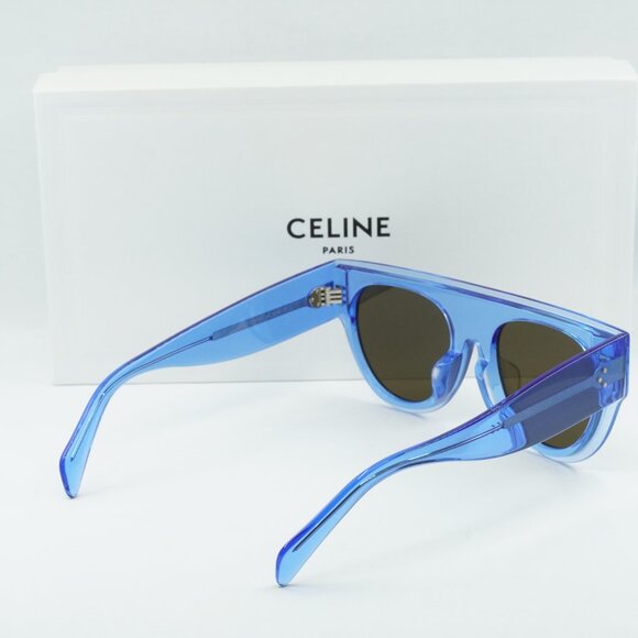 Celine CL40012F 84E Aviator Sunglasses - Blue Transparent/Brown - Picture 6 of 8